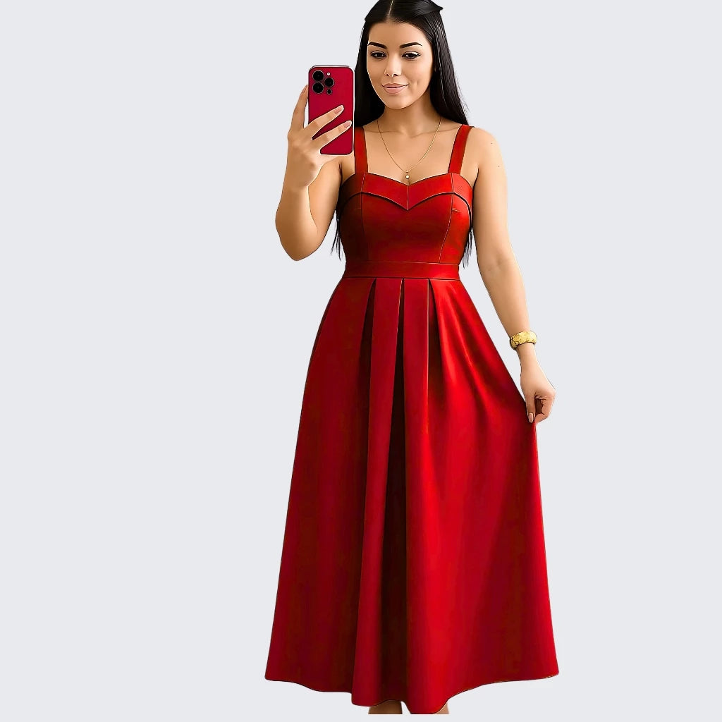 Vestido Longo Feminino Duna Linho com Bojo – Elegância clássica, caimento impecável