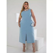 Vestido Midi Plus Size em Linho – Elegância, conforto e caimento impecável