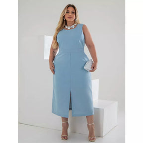 Vestido Midi Plus Size em Linho – Elegância, conforto e caimento impecável