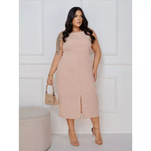 Vestido Midi Plus Size em Linho – Elegância, conforto e caimento impecável