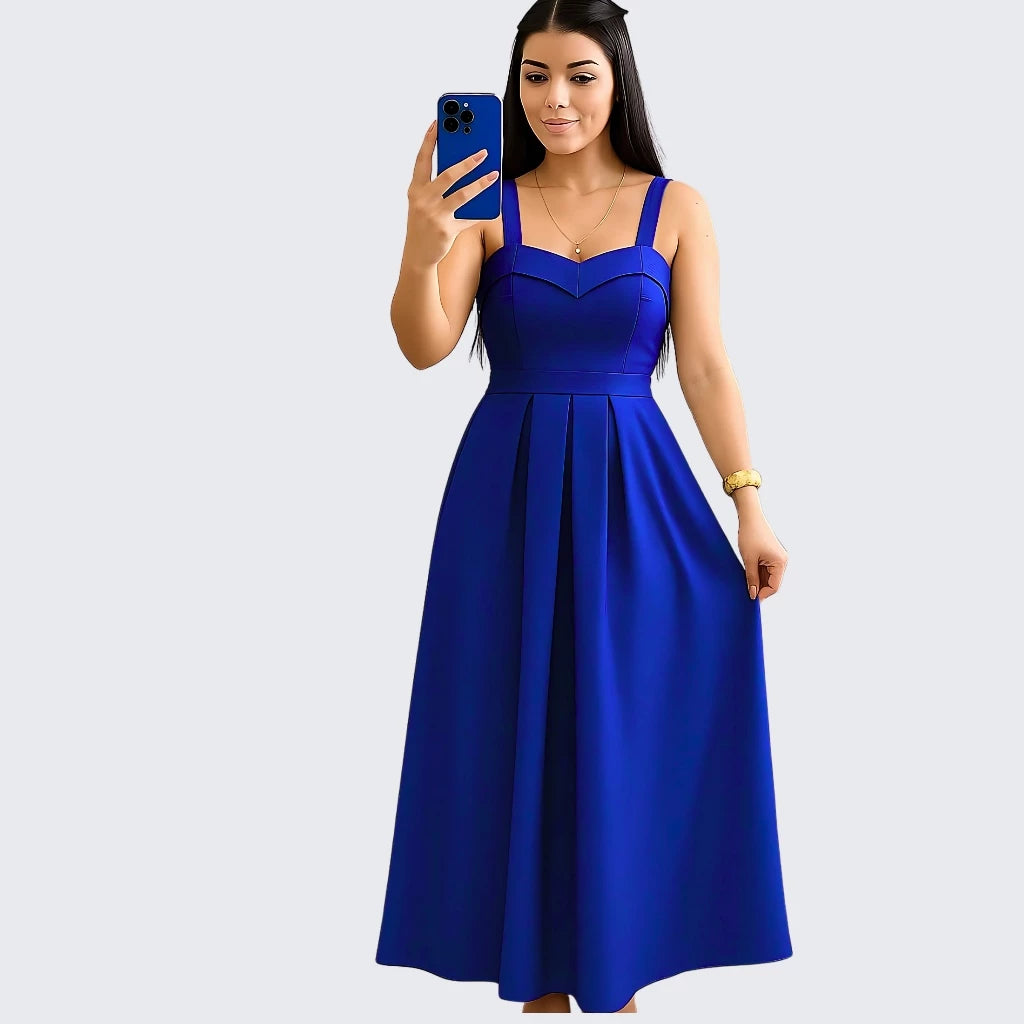 Vestido Longo Feminino Duna Linho com Bojo – Elegância clássica, caimento impecável