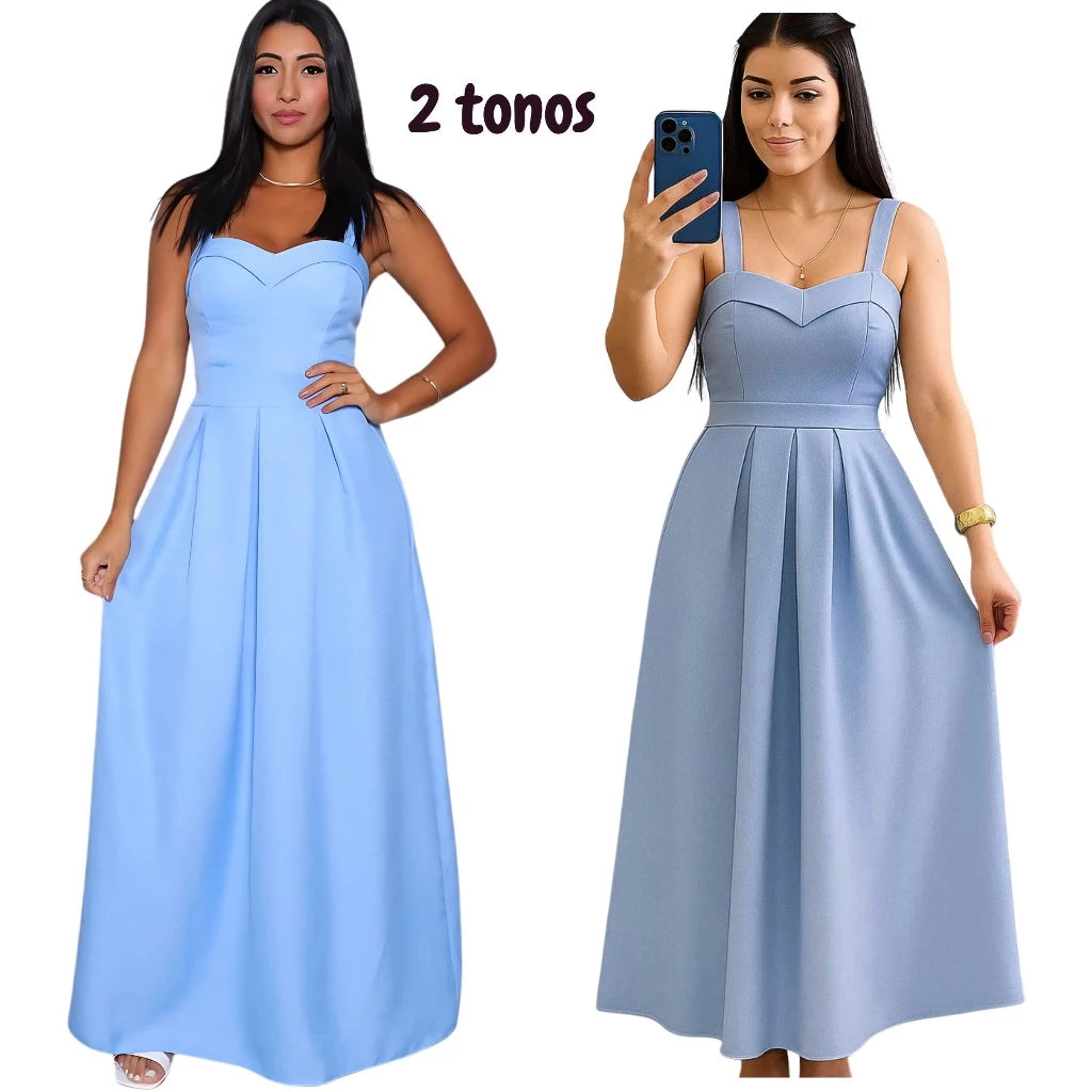 Vestido Longo Feminino Duna Linho com Bojo – Elegância clássica, caimento impecável