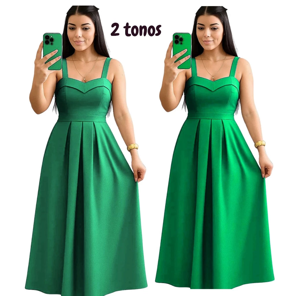 Vestido Longo Feminino Duna Linho com Bojo – Elegância clássica, caimento impecável